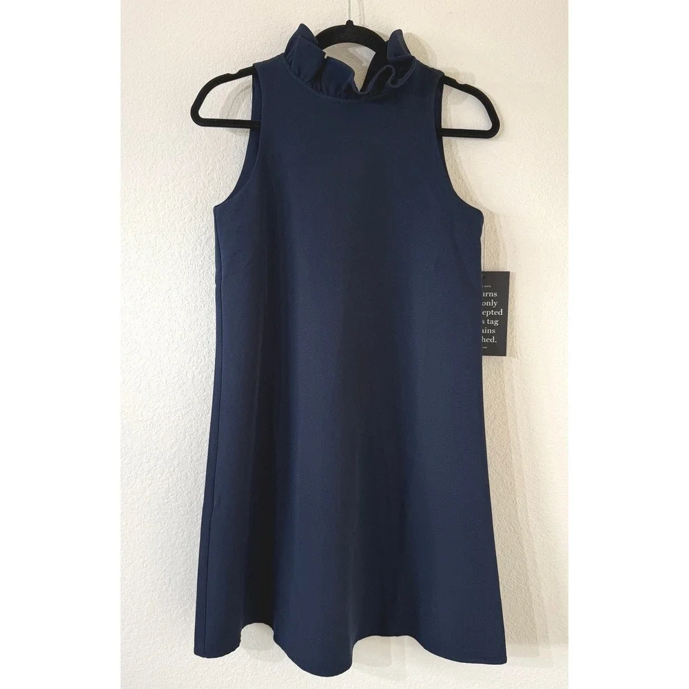 NWT Tuckernuck Women's Navy Blue Blythe Bow Shift Dress Size Extra Small Preppy - Picture 3 of 7